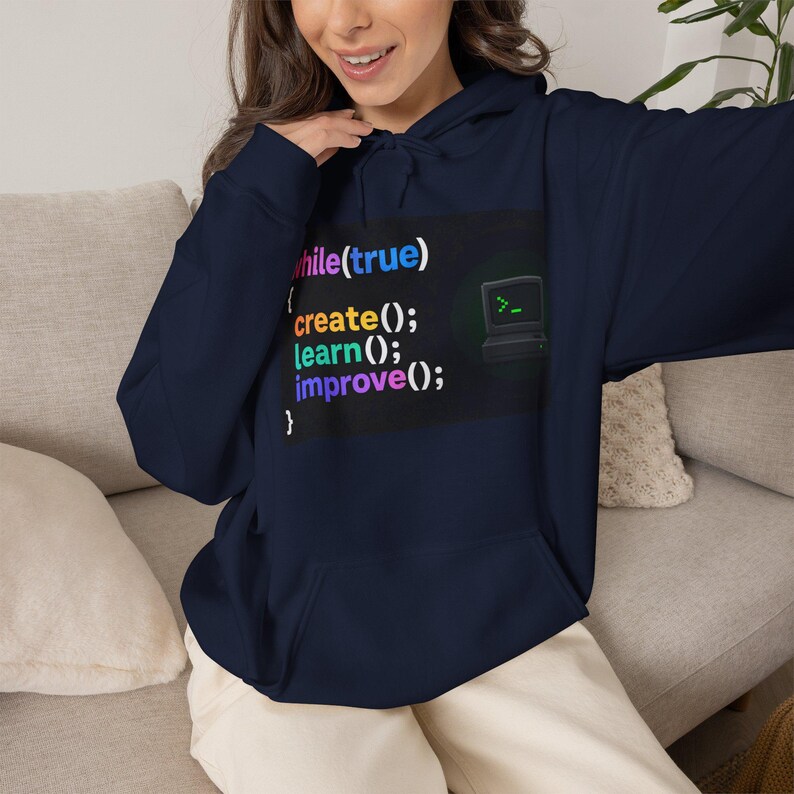Sudadera con capucha de ingeniero de software / Sudadera de programador de bucle de codificación, crear(), aprender(), mejorar() imagen 9