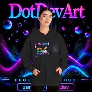 Sudadera con capucha de ingeniero de software / Sudadera de programador de bucle de codificación, crear(), aprender(), mejorar() imagen 18