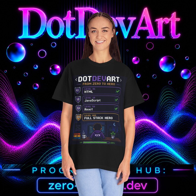 Full-Stack-Hero-T-Shirt | HTML-JavaScript-React-Checkliste Bild 12
