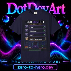 Full-Stack-Hero-T-Shirt | HTML-JavaScript-React-Checkliste Bild 4