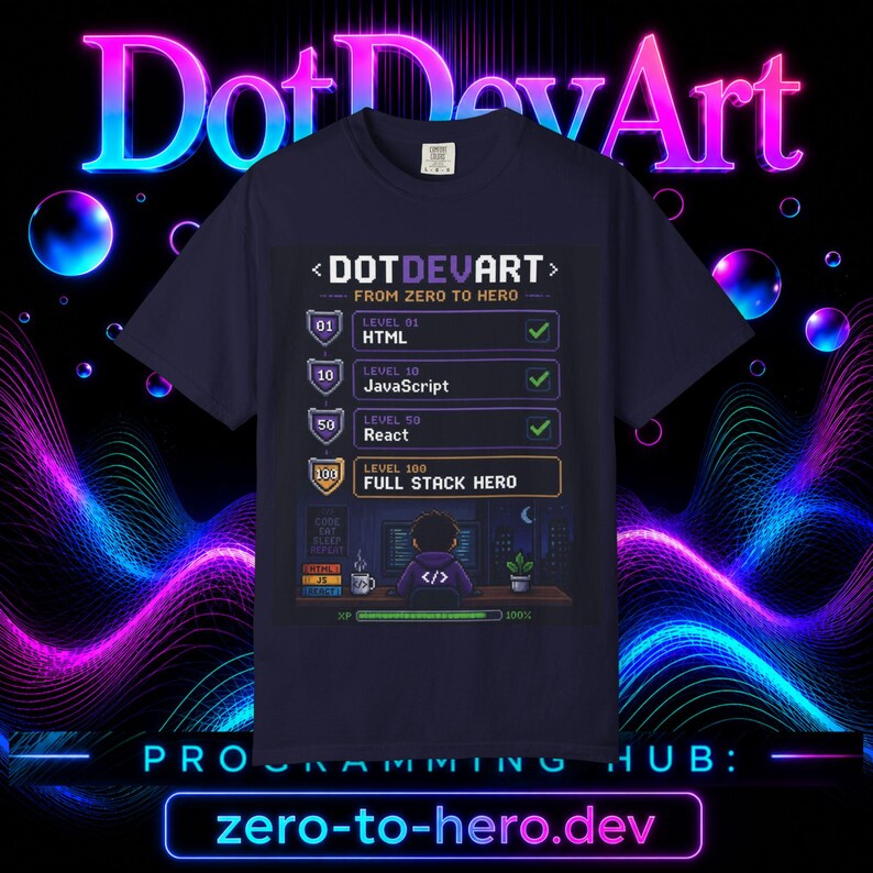 Full-Stack-Hero-T-Shirt | HTML-JavaScript-React-Checkliste Bild 4