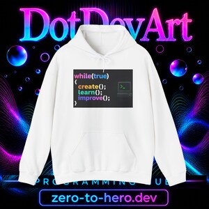 Sudadera con capucha de ingeniero de software / Sudadera de programador de bucle de codificación, crear(), aprender(), mejorar() imagen 3