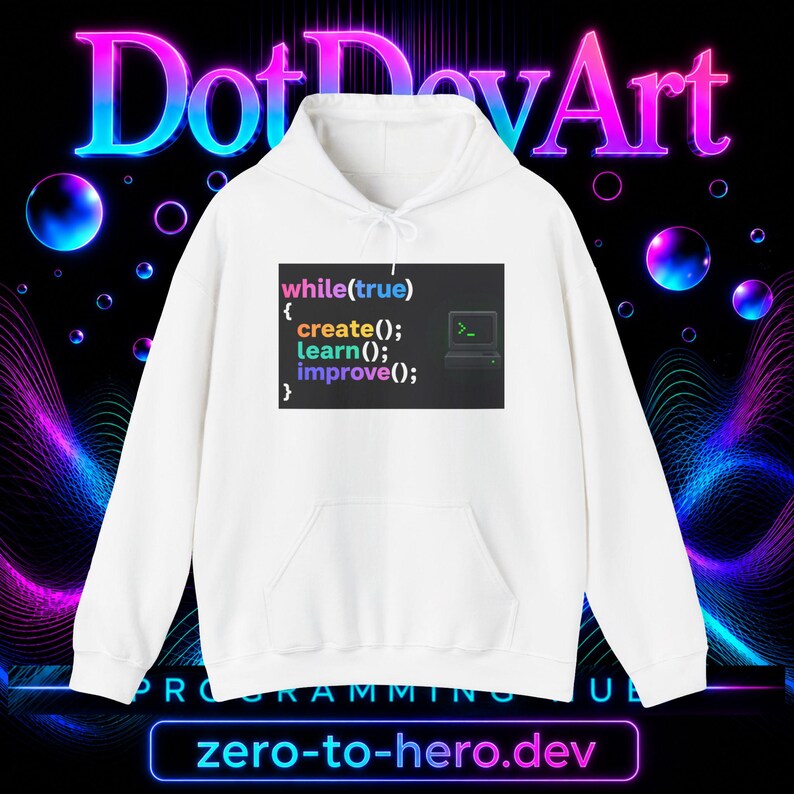 Sudadera con capucha de ingeniero de software / Sudadera de programador de bucle de codificación, crear(), aprender(), mejorar() imagen 3