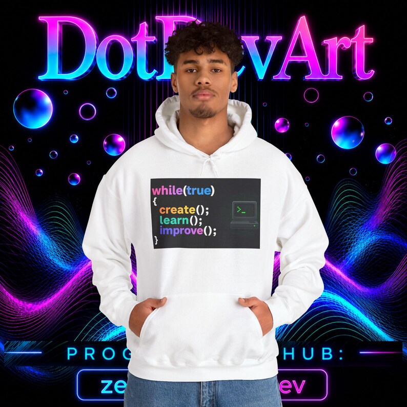 Sudadera con capucha de ingeniero de software / Sudadera de programador de bucle de codificación, crear(), aprender(), mejorar() imagen 10