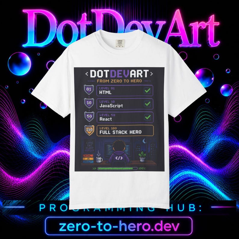 Full-Stack-Hero-T-Shirt | HTML-JavaScript-React-Checkliste Bild 3