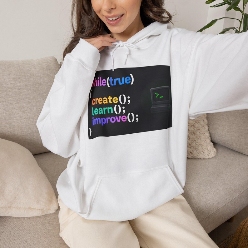 Sudadera con capucha de ingeniero de software / Sudadera de programador de bucle de codificación, crear(), aprender(), mejorar() imagen 6