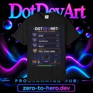 Full-Stack-Hero-T-Shirt | HTML-JavaScript-React-Checkliste Bild 2