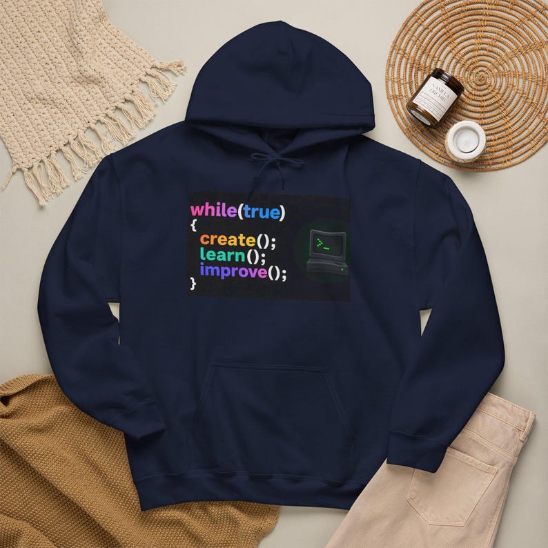Sudadera con capucha de ingeniero de software / Sudadera de programador de bucle de codificación, crear(), aprender(), mejorar() imagen 16
