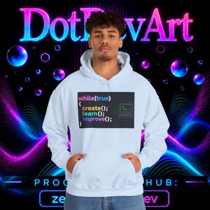 Sudadera con capucha de ingeniero de software / Sudadera de programador de bucle de codificación, crear(), aprender(), mejorar() imagen 12