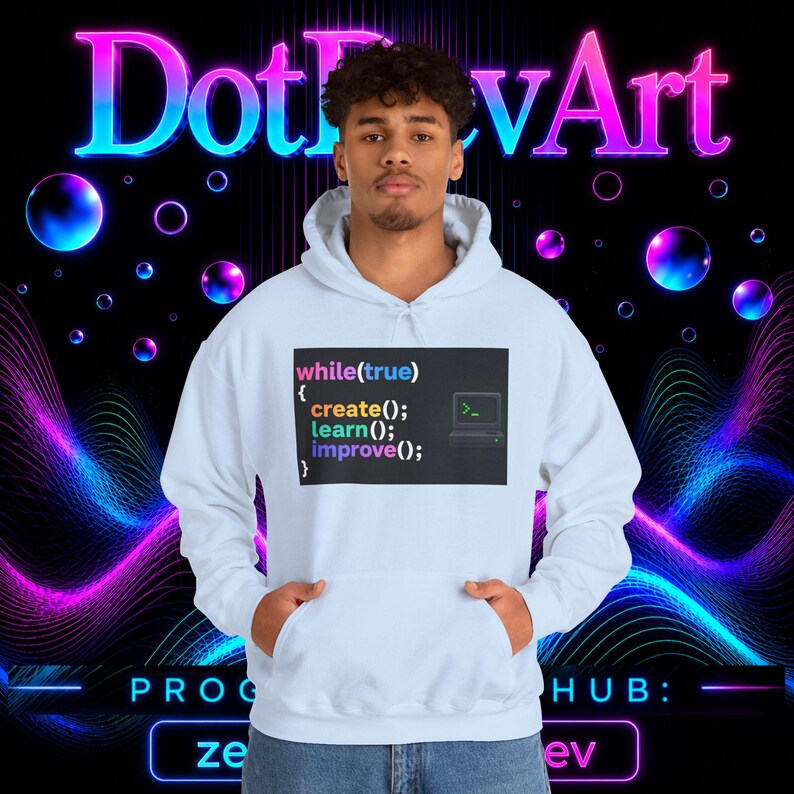 Sudadera con capucha de ingeniero de software / Sudadera de programador de bucle de codificación, crear(), aprender(), mejorar() imagen 12