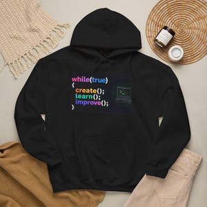 Sudadera con capucha de ingeniero de software / Sudadera de programador de bucle de codificación, crear(), aprender(), mejorar() imagen 2