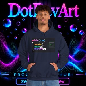 Sudadera con capucha de ingeniero de software / Sudadera de programador de bucle de codificación, crear(), aprender(), mejorar() imagen 13