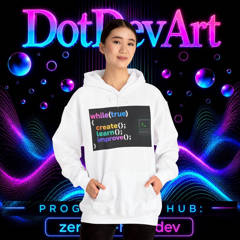 Sudadera con capucha de ingeniero de software / Sudadera de programador de bucle de codificación, crear(), aprender(), mejorar() imagen 17