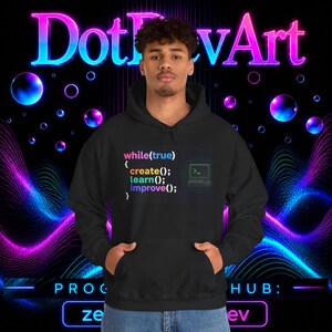Sudadera con capucha de ingeniero de software / Sudadera de programador de bucle de codificación, crear(), aprender(), mejorar() imagen 11
