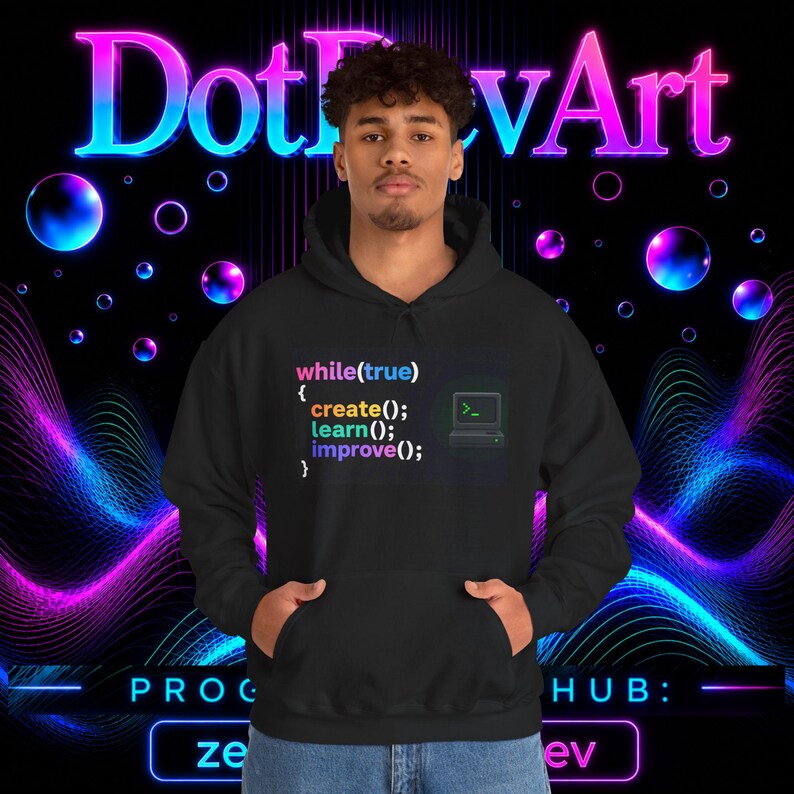 Sudadera con capucha de ingeniero de software / Sudadera de programador de bucle de codificación, crear(), aprender(), mejorar() imagen 11