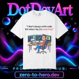 Jag skriver inte alltid kod, men när jag gör det är det felfritt - T-shirt | Programmerarehumor