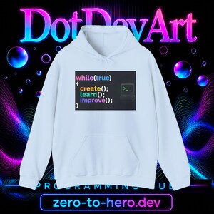 Sudadera con capucha de ingeniero de software / Sudadera de programador de bucle de codificación, crear(), aprender(), mejorar() imagen 4