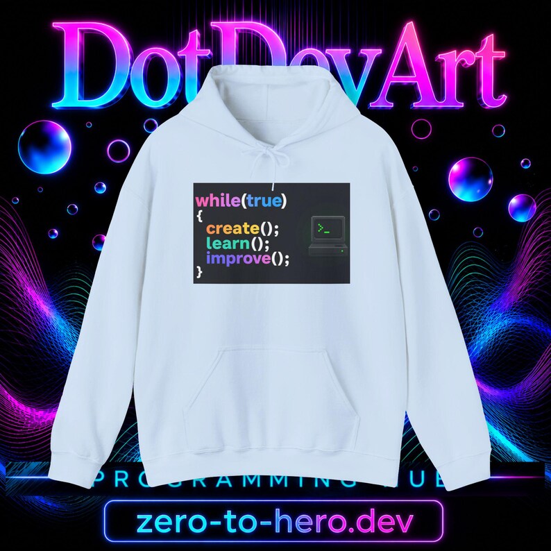 Sudadera con capucha de ingeniero de software / Sudadera de programador de bucle de codificación, crear(), aprender(), mejorar() imagen 4