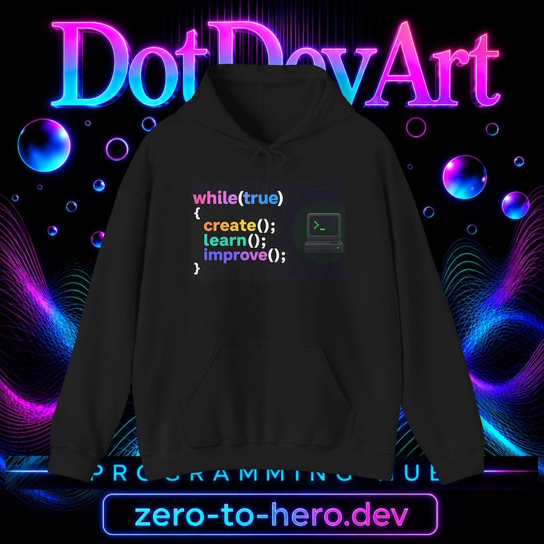 Sudadera con capucha de ingeniero de software / Sudadera de programador de bucle de codificación, crear(), aprender(), mejorar() imagen 1