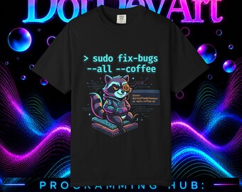 T-shirt med tvättbjörnsdesign för Linux- och kaffefans