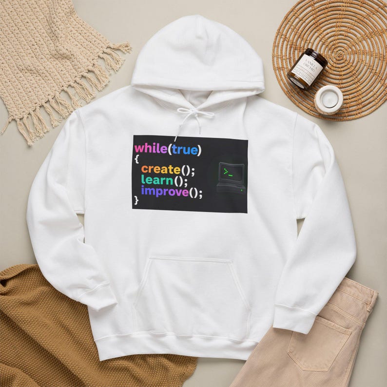 Sudadera con capucha de ingeniero de software / Sudadera de programador de bucle de codificación, crear(), aprender(), mejorar() imagen 14
