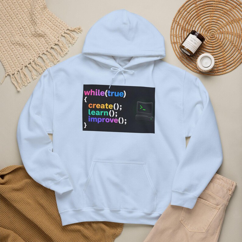 Sudadera con capucha de ingeniero de software / Sudadera de programador de bucle de codificación, crear(), aprender(), mejorar() imagen 15
