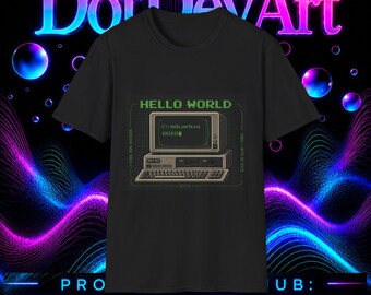 Hej världen Vintage dator T-shirt | Retro programmerare T-shirt