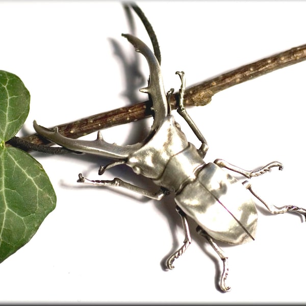 Pendant "real Stag beetle" made of sterling silver