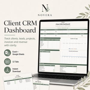Client CRM Spreadsheet, Lead & Sales Pipeline Tracker, Excel Google Sheets Dashboard