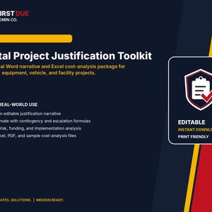 Capital Project Justification Toolkit | Word Narrative, Excel Cost Analysis (Digital Download)