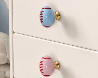 Ceramic Drawer Knobs, Sports Theme Cabinet Knob, Kids Boys Dresser Knob, Rugby Furniture Pull