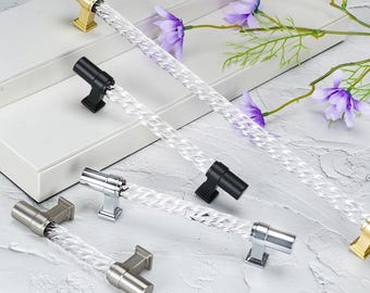Twisted Clear Acrylic Cabinet Pull, Drawer Handle, Furniture Pull, Modern Kitchen knobs  Pulls Hardware,