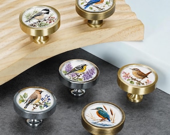 Vintage Bird Cabinet Knob, Round  Drawer Pull,  Unique Knob for Dresser,Art Decor