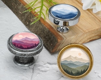 Mountain Landscape Cabinet Knobs | Unique Drawer Knob, Nature Boho Cupboard Pull,