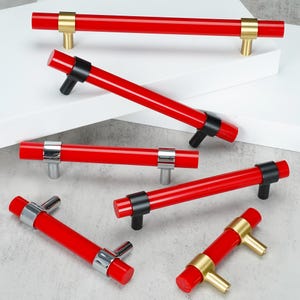 Tiradores de acrílico coloridos para armarios, manijas para cajones en rojo, amarillo y azul, pomos y tiradores modernos para armarios de cocina.