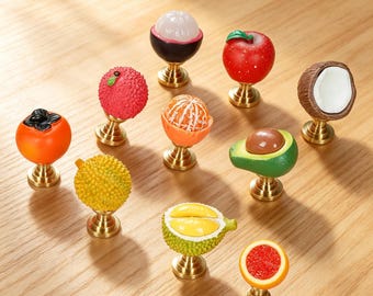 Fruit‑Shaped  Cabinet Knobs, Solid Brass Base Drawer Pulls, Creative  Handle, Kitchen Cupboard Hardware