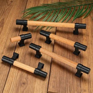Tirador de madera de haya para armario / Tirador de barra para cajón estilo rústico / Tirador de madera para armario de cocina