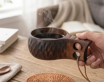 Hand Carved Acacia Wood Kuksa Cup, Wooden Camping Mug, Rustic Nordic Cup, Gift