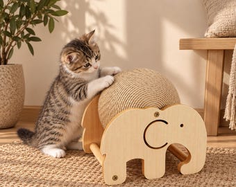 Griffoir éléphant pour chat, balle en sisal, meuble interactif pour animaux, cadeau pour chat