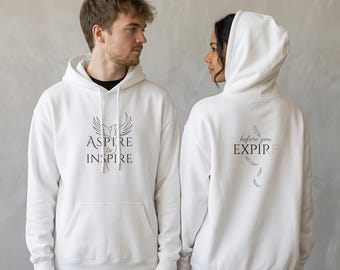 Phoenix Line Art Hoodie, minimalistische motiverende sweater, print op voor- en achterkant