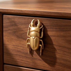 Tirador de armario de escarabajo de latón macizo, tirador de cajón creativo con forma de escarabajo, manija de latón antiguo, herrajes de muebles vintage con forma de insecto, decoración natural
