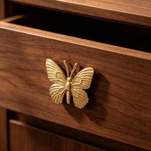 Solid Brass Butterfly Cabinet Knob Creative Butterfly Drawer Pull Antique Brass Handle Vintage Insect Furniture Hardware Nature Decor