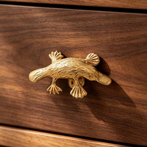 Solid Brass Platypus Door Handle, Creative Animal Cabinet Pull,Handmade Vintage Brass Drawer Knob,Unique Nature Inspired Home Decor Hardware