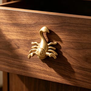 Solid Brass Scorpion Cabinet Knob Vintage Scorpion Drawer Pull Antique Brass Handle Animal Furniture Hardware Gothic Desert Home Decor