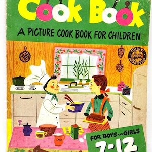 Vintage Cookbook, Picture Cook Book, for Children, Illustrated Recipes 1951, cooking Tips, Kids Cookbook, Childhood Memories, Illustrated