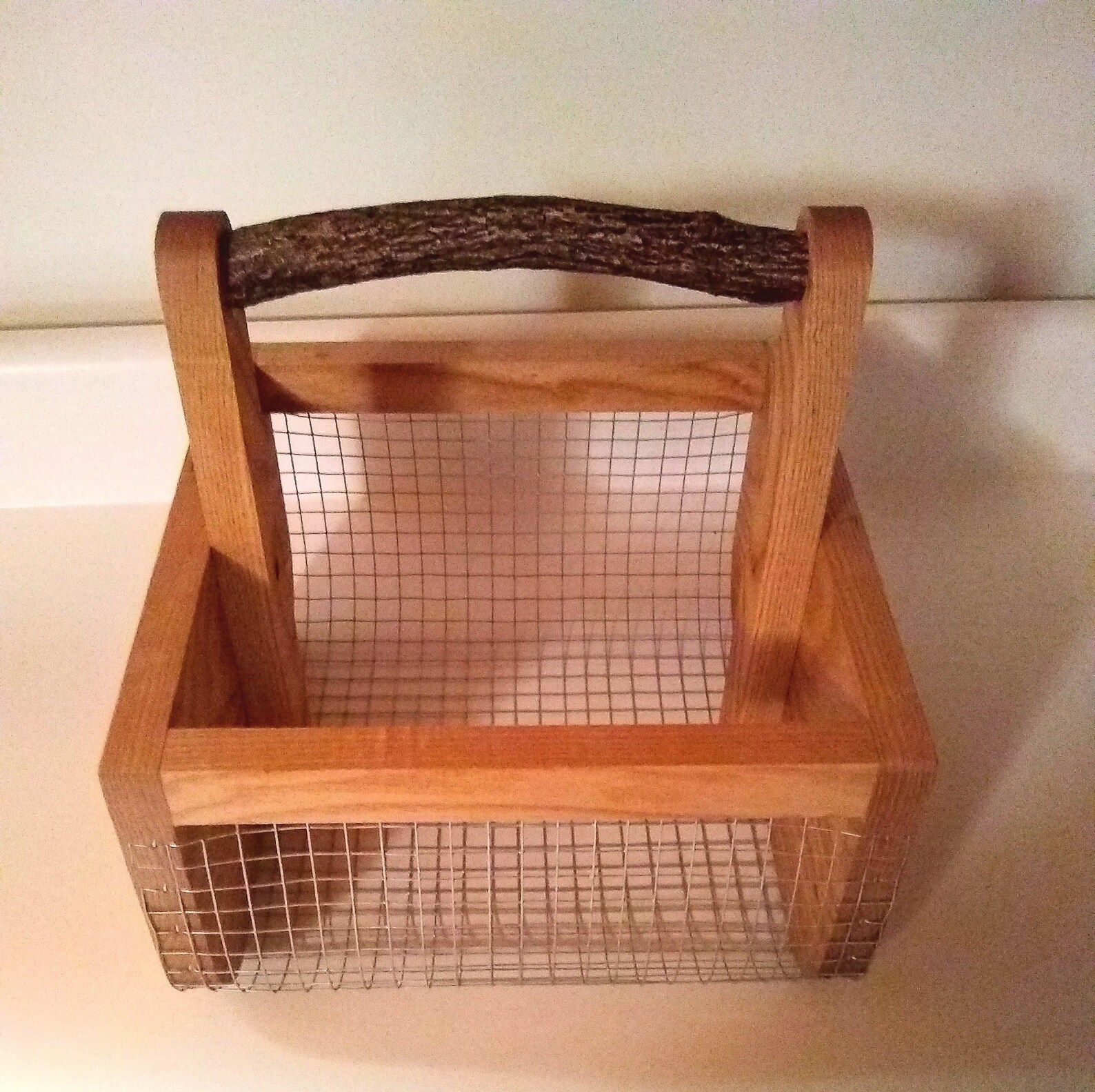 Gardening Basket Harvesting Basket Wood Stick Basket Handle Etsy