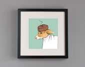SALE Dog Fashion illustration ink and watercolor glicee print