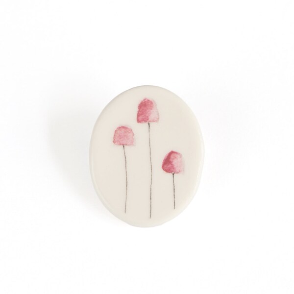 Brooch porcelain pink fungi mushroom handmade nature fall autumn - THE LAST ONE!