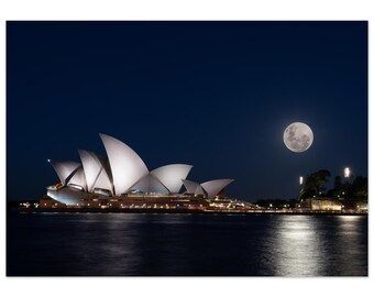 Sydney Opera House Supermoon Print | Full Moon Over Harbour (Fine Art Photography)