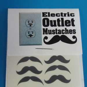 Electric Outlet Mustache Stickers set of six free shipping stocking stuffer fun gift idea hipster gag gift mustache decals fun gift image 1